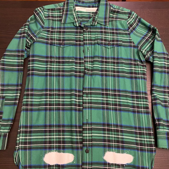 Off-White Green Liquid Spray Flannel Shirt - Picture 2 of 6